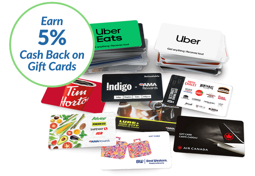 earn 5% cash back on gift cards